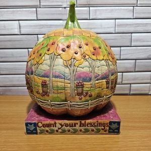 Large Jim Shore Heartwood Creek "Count Your Blessings" Pumpkin